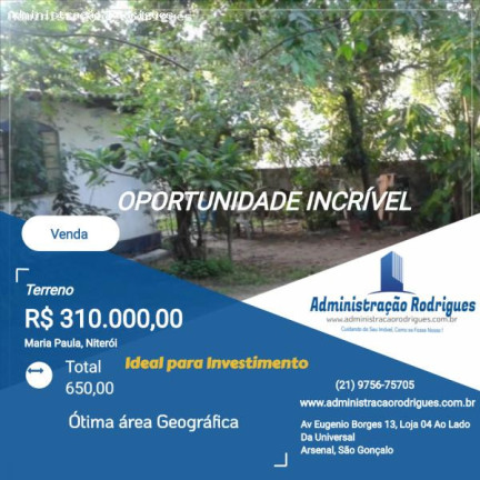 Imagem Terreno à Venda, 90 m² em Maria Paula - Niterói Imagem Terreno à Venda, 90 m² em Maria Paula - Niterói