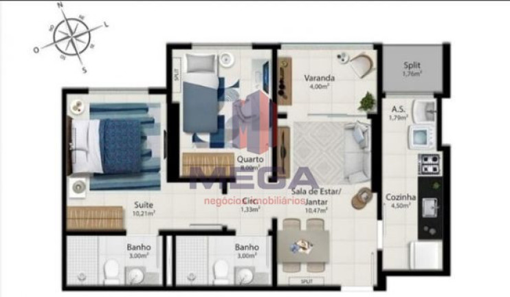 Imagem Apartamento com 2 Quartos à Venda, 55 m² em Jockey De Itaparica - Vila Velha