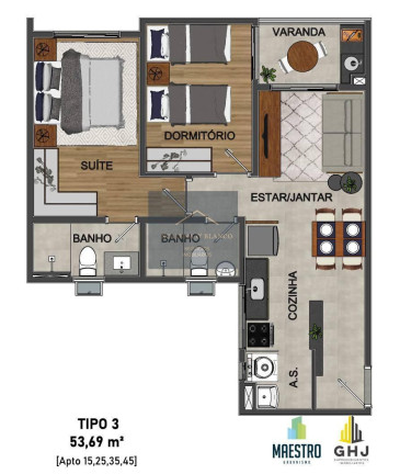 Imagem Apartamento com 2 Quartos à Venda, 53 m² em Edifício Residencial Três Meninos - Sorocaba
