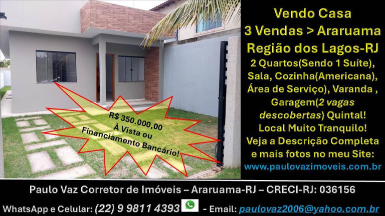 Imagem Casa com 2 Quartos à Venda, 225 m² em Três Vendas - Araruama Imagem Casa com 2 Quartos à Venda, 225 m² em Três Vendas - Araruama