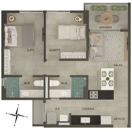 Imagem Apartamento com 2 Quartos à Venda, 56 m² em Bancários - João Pessoa Imagem Apartamento com 2 Quartos à Venda, 56 m² em Bancários - João Pessoa