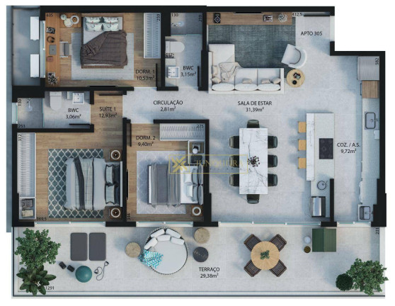 Imagem Apartamento com 2 Quartos à Venda, 76 m² em Estreito - Florianópolis Imagem Apartamento com 2 Quartos à Venda, 76 m² em Estreito - Florianópolis