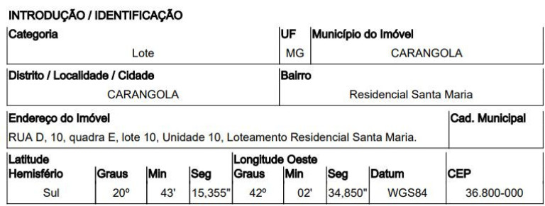 Terreno à Venda, 218 m² em Resid. Santa Maria - Carangola