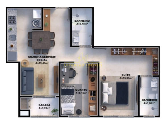 Imagem Apartamento com 3 Quartos à Venda, 69 m² em Nova Palhoça - Palhoça Imagem Apartamento com 3 Quartos à Venda, 69 m² em Nova Palhoça - Palhoça