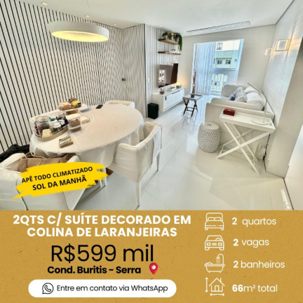 Apartamento com 2 Quartos para Alugar ou Temporada, 66 m² em Colina De Laranjeiras - Serra