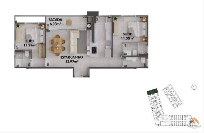 Imagem Apartamento com 2 Quartos à Venda, 81 m²