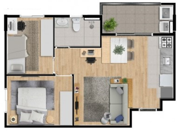 Imagem Apartamento com 2 Quartos à Venda, 47 m² em Vila Humaitá - Santo André