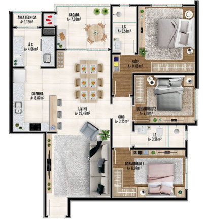 Imagem Apartamento com 3 Quartos à Venda, 108 m² em Centro - Navegantes