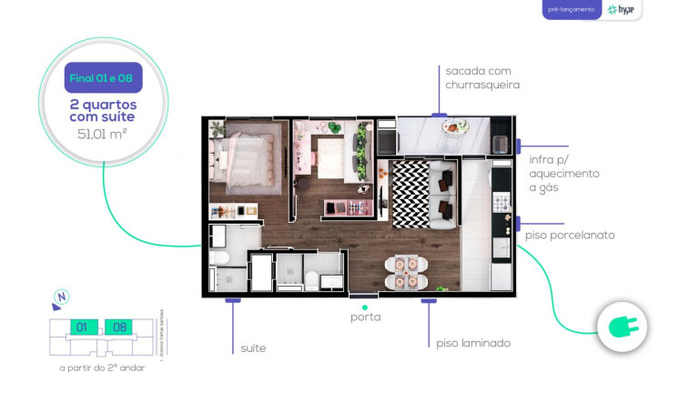 Imagem Apartamento com 2 Quartos à Venda, 49 m² em Capão Raso - Curitiba