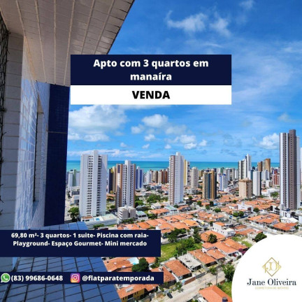 Foto do imóvel Apartamento com 3 Quartos à Venda, 69 m² em Manaíra - João Pessoa
