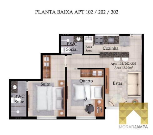 Imagem Apartamento com 2 Quartos à Venda, 45 m² em Bessa - João Pessoa