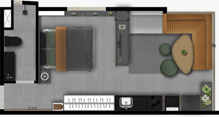 Foto do imóvel Apartamento com 1 Quarto à Venda, 35 m² em Jardim - Santo André