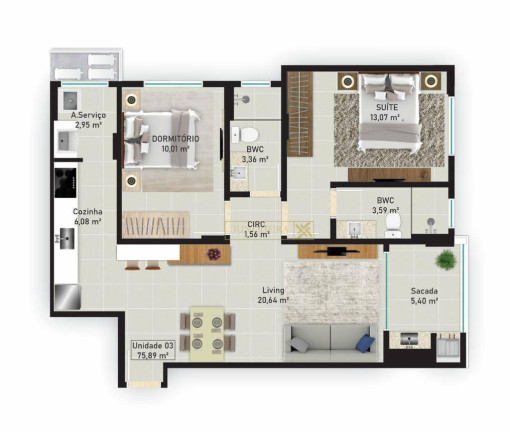 Imagem Apartamento com 2 Quartos à Venda, 137 m² em Barreiros - São José Imagem Apartamento com 2 Quartos à Venda, 137 m² em Barreiros - São José