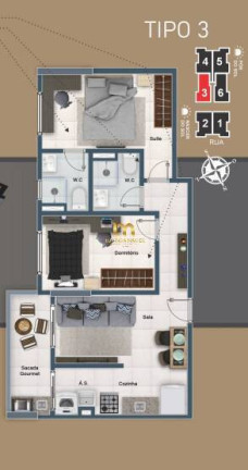 Imagem Apartamento com 2 Quartos à Venda, 57 m² em Guilhermina - Praia Grande