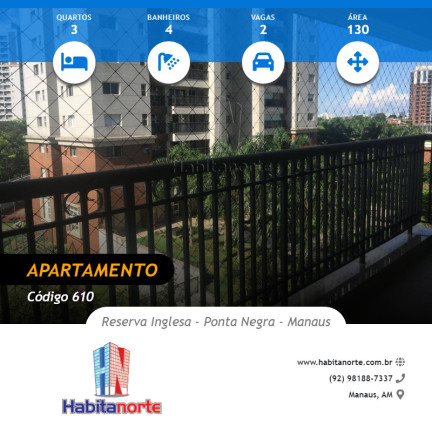 Apartamento com 3 Quartos à Venda, 130 m² em Ponta Negra - Manaus
