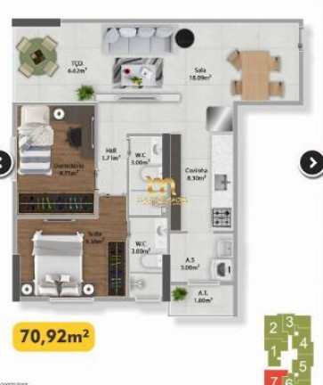 Imagem Apartamento com 2 Quartos à Venda, 65 m² em Guilhermina - Praia Grande