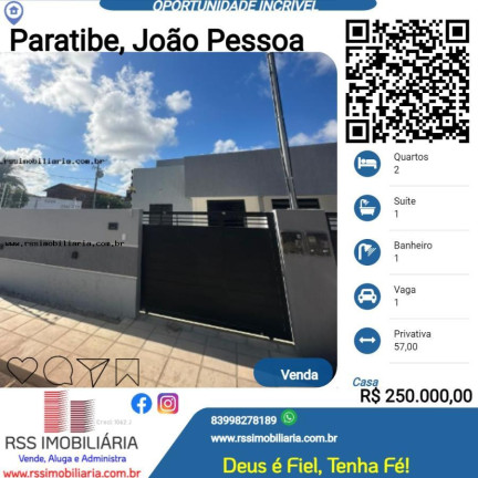 Casa com 2 Quartos à Venda, 57 m² em Paratibe - João Pessoa