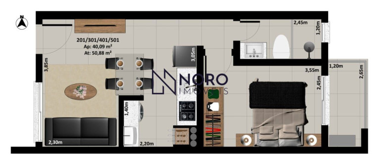 Imagem Apartamento com 1 Quarto à Venda, 40 m² em Camobi - Santa Maria Imagem Apartamento com 1 Quarto à Venda, 40 m² em Camobi - Santa Maria