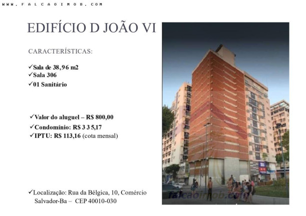 Sala Comercial para Alugar, 38 m² em Comércio - Salvador
