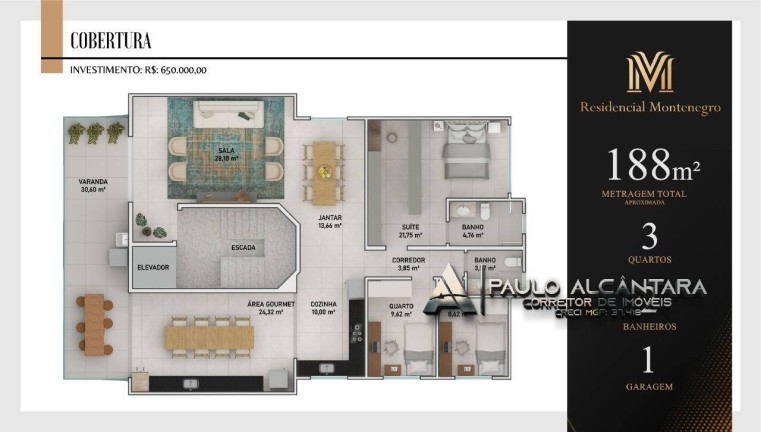 Imagem Apartamento com 3 Quartos à Venda, 180 m² em Veneza - Ipatinga