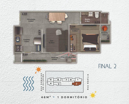 Imagem Apartamento com 1 Quarto à Venda, 44 m² em Boqueirão - Praia Grande
