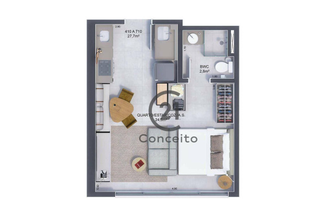 Imagem Studio com 1 Quarto à Venda, 32 m² em Estreito - Florianópolis