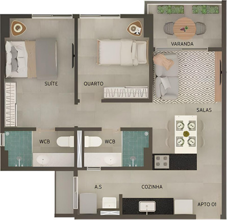 Imagem Apartamento com 2 Quartos à Venda, 56 m² em Bancários - João Pessoa