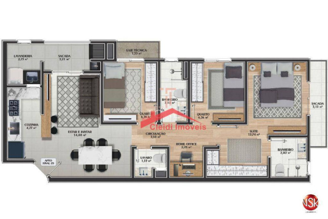 Imagem Apartamento com 2 Quartos à Venda, 61 m² em Anita Garibaldi - Joinville Imagem Apartamento com 2 Quartos à Venda, 61 m² em Anita Garibaldi - Joinville
