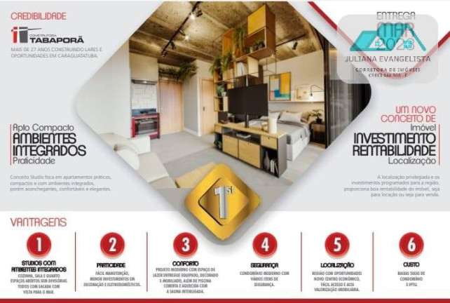 Imagem Loft com 1 Quarto à Venda, 39 m² em Praia Das Palmeiras - Caraguatatuba