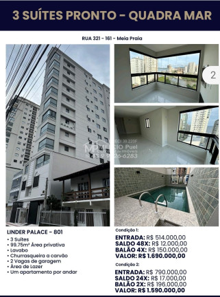 Imagem Apartamento com 3 Quartos à Venda, 99 m² em Meia Praia - Itapema