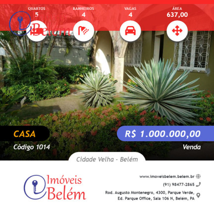 Casa com 5 Quartos à Venda, 452 m² em Cidade Velha - Belém