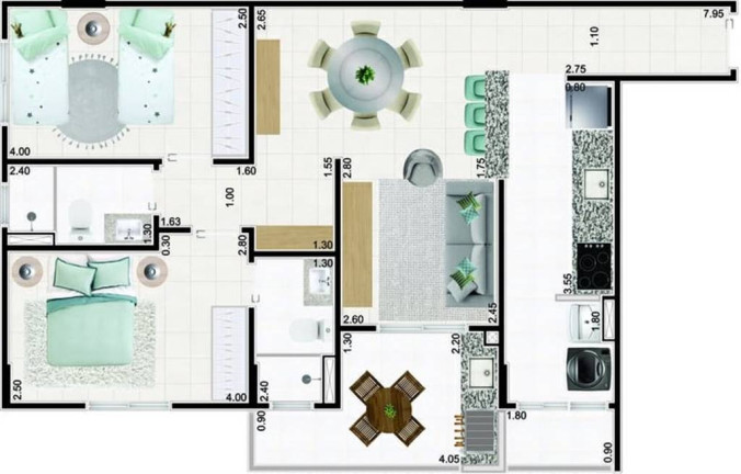 Imagem Apartamento com 2 Quartos à Venda, 80 m² em Guilhermina - Praia Grande