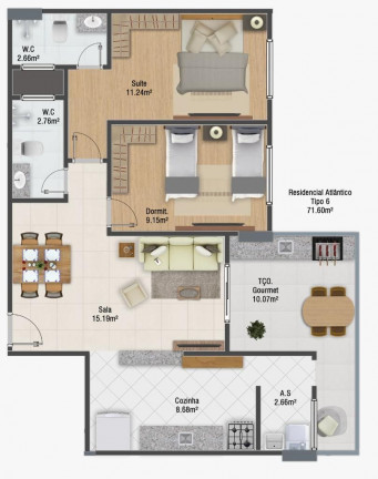 Imagem Apartamento com 2 Quartos à Venda, 77 m² em Vila Guilhermina - Praia Grande