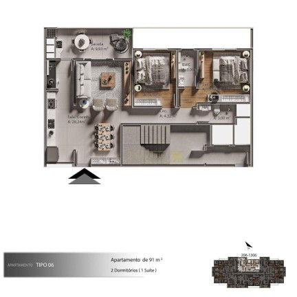 Imagem Apartamento com 2 Quartos à Venda, 100 m² em Barreiros - São José Imagem Apartamento com 2 Quartos à Venda, 100 m² em Barreiros - São José
