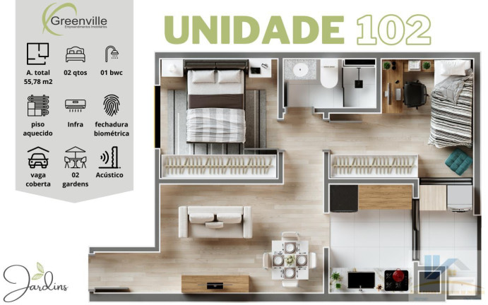 Imagem Apartamento com 2 Quartos à Venda, 47 m² em Cidade Jardim - São José Dos Pinhais