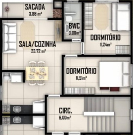 Imagem Apartamento com 2 Quartos à Venda, 65 m² em Areias - São José