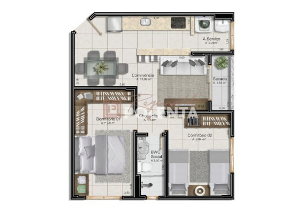 Imagem Apartamento com 2 Quartos à Venda, 52 m² em Centro - Içara