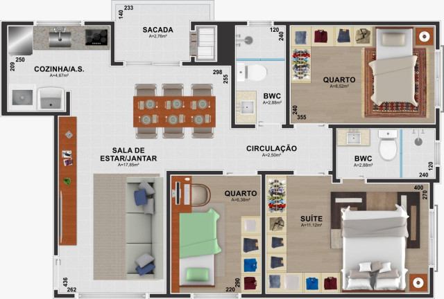Imagem Apartamento com 3 Quartos à Venda, 70 m² em Cidade Jardim - São José Dos Pinhais