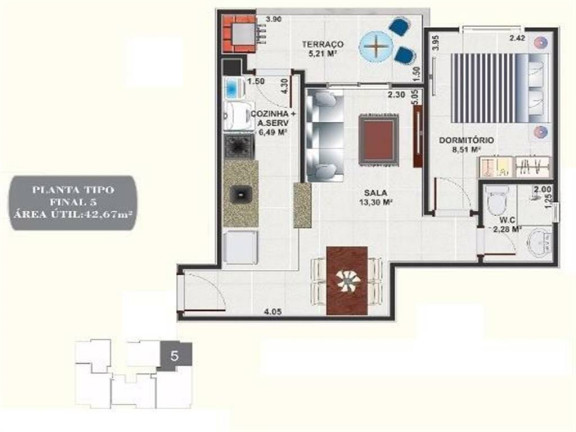 Imagem Apartamento com 1 Quarto à Venda, 42 m² em Mirim - Praia Grande