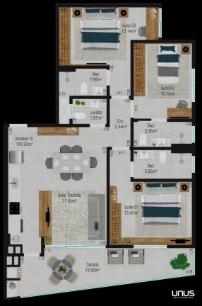 Imagem Apartamento com 3 Quartos à Venda, 105 m² em Barreiros - São José