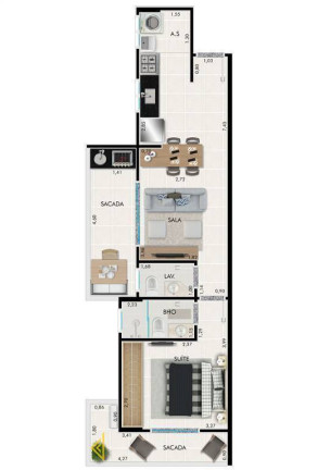 Imagem Apartamento com 1 Quarto à Venda, 40 m² em Guilhermina - Praia Grande