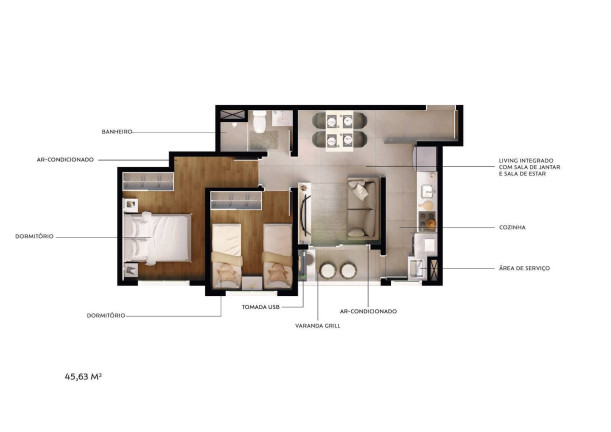 Imagem Apartamento com 2 Quartos à Venda, 45 m² em Chácara Da Barra - Campinas
