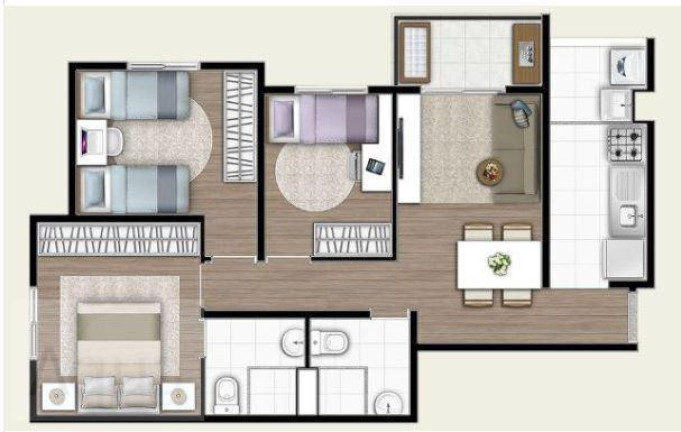 Imagem Apartamento com 3 Quartos à Venda, 57 m² em Vila Valparaiso - Santo André