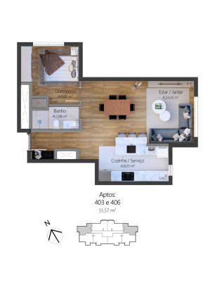 Imagem Apartamento com 1 Quarto à Venda, 54 m² em Moura - Gramado Imagem Apartamento com 1 Quarto à Venda, 54 m² em Moura - Gramado