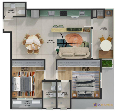 Imagem Apartamento com 2 Quartos à Venda, 93 m² em Praia Brava - Itajaí