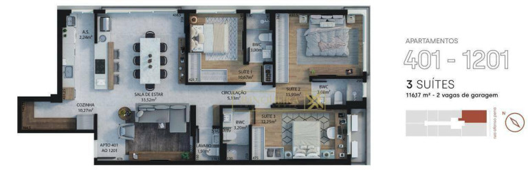 Imagem Apartamento com 3 Quartos à Venda, 112 m² em Estreito - Florianópolis Imagem Apartamento com 3 Quartos à Venda, 112 m² em Estreito - Florianópolis