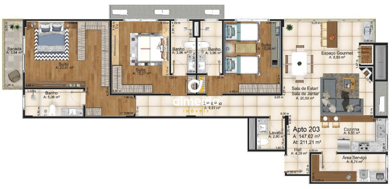 Imagem Apartamento com 3 Quartos à Venda, 147 m² em Nossa Senhora De Lourdes - Santa Maria Imagem Apartamento com 3 Quartos à Venda, 147 m² em Nossa Senhora De Lourdes - Santa Maria
