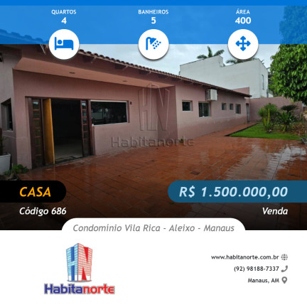 Imagem Casa com 4 Quartos à Venda, 400 m² em Aleixo - Manaus