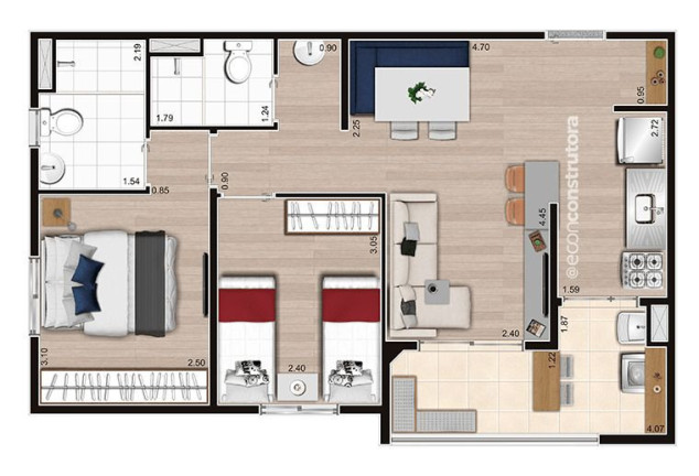 Imagem Apartamento com 2 Quartos à Venda, 55 m² em Vila Das Bandeiras - Guarulhos