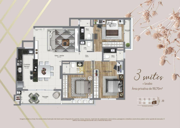 Imagem Apartamento com 3 Quartos à Venda, 116 m² em Kobrasol - São José Imagem Apartamento com 3 Quartos à Venda, 116 m² em Kobrasol - São José